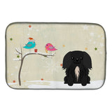 Caroline'S Treasures Christmas Presents Between Friends Pekingese Black Dish Drying Mat, 14 X 21