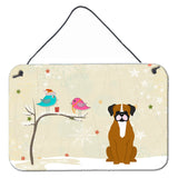 Caroline'S Treasures Christmas Presents Between Friends Flashy Fawn Boxer Wall Or Door Hanging Prints Bb2588Ds812, 8 X 12,