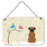 Caroline'S Treasures Christmas Presents Friends Brindle Boxer Wall Or Door Hanging Prints Bb2589Ds812, 8 X 12