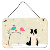Caroline'S Treasures Christmas Presents Between Friends Border Collie Black White Wall Or Door Hanging Prints Bb2590Ds812, 8