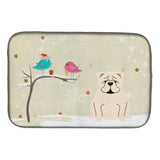 Caroline'S Treasures Christmas Presents Between Friends English Bulldog White Dish Drying Mat, 14 X 21