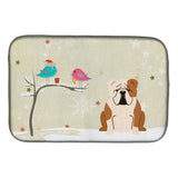 Caroline'S Treasures Christmas Presents Between Friends English Bulldog Fawn White Dish Drying Mat, 14 X 21