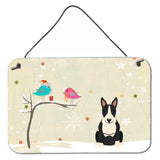 Caroline'S Treasures Christmas Presents Between Friends Bull Terrier Black White Wall Or Door Hanging Prints Bb2605Ds812, 8,