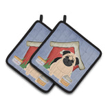 Caroline'S Treasures Dog House Collection Pug Fawn Pair Of Pot Holders Bb2762Pthd, 7.5Hx7.5W, Multicolor