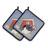 Caroline'S Treasures Dog House Collection French Bulldog Black White Pair Of Pot Holders Bb2766Pthd, 7.5Hx7.5W, Multicolor