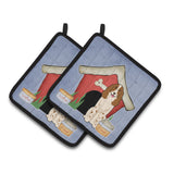 Caroline'S Treasures Dog House Collection Russian Spaniel Pair Of Pot Holders Bb2785Pthd, 7.5Hx7.5W, Multicolor