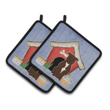 Caroline'S Treasures Dog House Collection Staffordshire Bull Terrier Chocolate Pair Of Pot Holders Bb2802Pthd, 7.5Hx7.5W, Mult