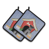 Caroline'S Treasures Dog House Collection Miniature Schanuzer Black Silver Pair Of Pot Holders Bb2806Pthd, 7.5Hx7.5W, Multicol