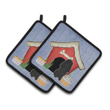 Caroline'S Treasures Dog House Collection Poodle Black Pair Of Pot Holders Bb2825Pthd, 7.5Hx7.5W, Multicolor