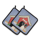Caroline'S Treasures Dog House Collection Papillon Black White Pair Of Pot Holders Bb2830Pthd, 7.5Hx7.5W, Multicolor