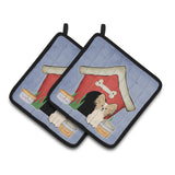 Caroline'S Treasures Dog House Collection Papillon Sable White Pair Of Pot Holders Bb2831Pthd, 7.5Hx7.5W, Multicolor