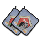 Caroline'S Treasures Dog House Collection Shih Tzu Black Silver Pair Of Pot Holders Bb2843Pthd, 7.5Hx7.5W, Multicolor