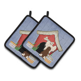 Caroline'S Treasures Dog House Collection Chinese Crested Cream Pair Of Pot Holders Bb2867Pthd, 7.5Hx7.5W, Multicolor
