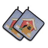 Caroline'S Treasures Dog House Collection English Bulldog Red Pair Of Pot Holders Bb2876Pthd, 7.5Hx7.5W, Multicolor