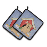 Caroline'S Treasures Dog House Collection English Bulldog Fawn Pair Of Pot Holders Bb2878Pthd, 7.5Hx7.5W, Multicolor