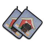 Caroline'S Treasures Dog House Collection Wire Haired Dachshund Black Tan Pair Of Pot Holders Bb2881Pthd, 7.5Hx7.5W, Multicolo
