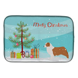 Caroline'S Treasures Australian Shepherd Dog Merry Christmas Tree Dish Drying Mat, 14 X 21, Multicolor