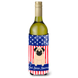Caroline'S Treasures Bb3003Literk Patriotic Usa Pug Fawn Wine Bottle Hugger Cold-Beverage-Koozies, 750 Ml, Multicolor