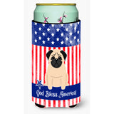 Caroline'S Treasures Bb3003Tbc Patriotic Usa Pug Fawn Tall Boy Hugger Cold-Beverage-Koozies, Multicolor