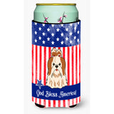 Caroline'S Treasures Bb3082Tbc Patriotic Usa Shih Tzu Red White Tall Boy Hugger Cold-Beverage-Koozies, Multicolor
