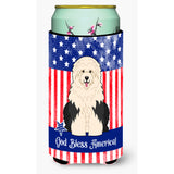 Caroline'S Treasures Bb3091Tbc Patriotic Usa Old English Sheepdog Tall Boy Hugger Cold-Beverage-Koozies, Multicolor