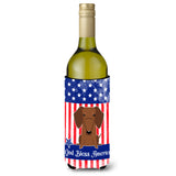 Caroline'S Treasures Bb3125Literk Usa Dachshund Red Brown Wine Bottle Hugger Cold-Beverage-Koozies, 750 Ml, Multicolor