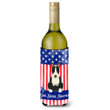 Caroline'S Treasures Bb3128Literk Usa Bull Terrier Black White Wine Bottle Hugger Cold-Beverage-Koozies, 750 Ml, Multicolor