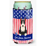 Caroline'S Treasures Bb3128Tbc Patriotic Usa Bull Terrier Black White Tall Boy Hugger Cold-Beverage-Koozies, Multicolor
