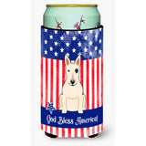 Caroline'S Treasures Bb3133Tbc Patriotic Usa Bull Terrier White Tall Boy Hugger Cold-Beverage-Koozies, Multicolor