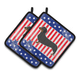 Caroline'S Treasures Usa Patriotic Dachshund Pair Of Pot Holders Bb3282Pthd, 7.5Hx7.5W, Multicolor