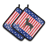 Caroline'S Treasures Usa Patriotic Toy Fox Terrier Pair Of Pot Holders Bb3287Pthd, 7.5Hx7.5W, Multicolor