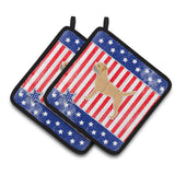 Caroline'S Treasures Usa Patriotic Border Terrier Pair Of Pot Holders Bb3289Pthd, 7.5Hx7.5W, Multicolor