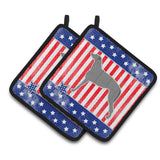 Caroline'S Treasures Usa Patriotic Scottish Deerhound Pair Of Pot Holders Bb3296Pthd, 7.5Hx7.5W, Multicolor