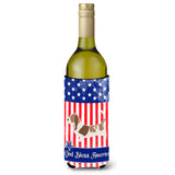 Caroline'S Treasures Usa Patriotic Basset Hound Wine Bottle Beverage Insulator Hugger, 750 Ml, Multicolor