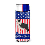 Caroline'S Treasures Usa Patriotic Black Border Collie Michelob Ultra Hugger For Slim Cans, Slim Can, Multicolor