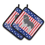 Caroline'S Treasures Bb3332Pthd Usa Patriotic Polish Lowland Sheepdog Dog Pair Of Pot Holders, 7.5H X 7.5 W, Multicolo