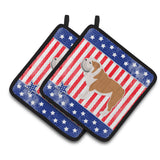 Caroline'S Treasures Usa Patriotic English Bulldog Pair Of Pot Holders Bb3362Pthd, 7.5Hx7.5W, Multicolor