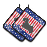 Caroline'S Treasures Usa Patriotic Scottish Terrier Pair Of Pot Holders Bb3369Pthd, 7.5Hx7.5W, Multicolor