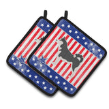 Caroline'S Treasures Usa Patriotic Siberian Husky Pair Of Pot Holders Bb3380Pthd, 7.5Hx7.5W, Multicolor