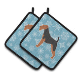 Caroline'S Treasures Winter Snowflake Welsh Terrier Pair Of Pot Holders Bb3485Pthd, 7.5Hx7.5W, Multicolor