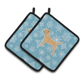Caroline'S Treasures Winter Snowflake Border Terrier Pair Of Pot Holders Bb3489Pthd, 7.5Hx7.5W, Multicolor