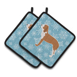 Caroline'S Treasures Winter Snowflake Spanish Hound Pair Of Pot Holders Bb3491Pthd, 7.5Hx7.5W, Multicolor