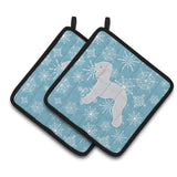 Caroline'S Treasures Winter Snowflake Bedlington Terrier Pair Of Pot Holders Bb3494Pthd, 7.5Hx7.5W, Multicolor
