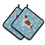 Caroline'S Treasures Winter Snowflake Welsh Springer Spaniel Pair Of Pot Holders Bb3500Pthd, 7.5Hx7.5W, Multicolor