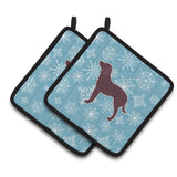Caroline'S Treasures Winter Snowflake American Water Spaniel Pair Of Pot Holders Bb3501Pthd, 7.5Hx7.5W, Multicolor