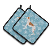 Caroline'S Treasures Winter Snowflake Greyhound Pair Of Pot Holders Bb3505Pthd, 7.5Hx7.5W, Multicolor