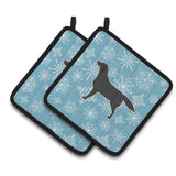 Caroline'S Treasures Winter Snowflake Black Labrador Retriever Pair Of Pot Holders Bb3508Pthd, 7.5Hx7.5W, Multicolor