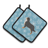 Caroline'S Treasures Winter Snowflake Bernese Mountain Dog Pair Of Pot Holders Bb3519Pthd, 7.5Hx7.5W, Multicolor