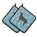 Caroline'S Treasures Winter Snowflake Croatian Sheepdog Pair Of Pot Holders Bb3521Pthd, 7.5Hx7.5W, Multicolor