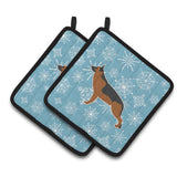Caroline'S Treasures Winter Snowflake German Shepherd Pair Of Pot Holders Bb3524Pthd, 7.5Hx7.5W, Multicolor
